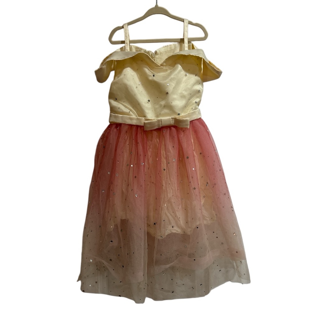 Cream and Pink Off-Shoulder Tulle Dress sz 7